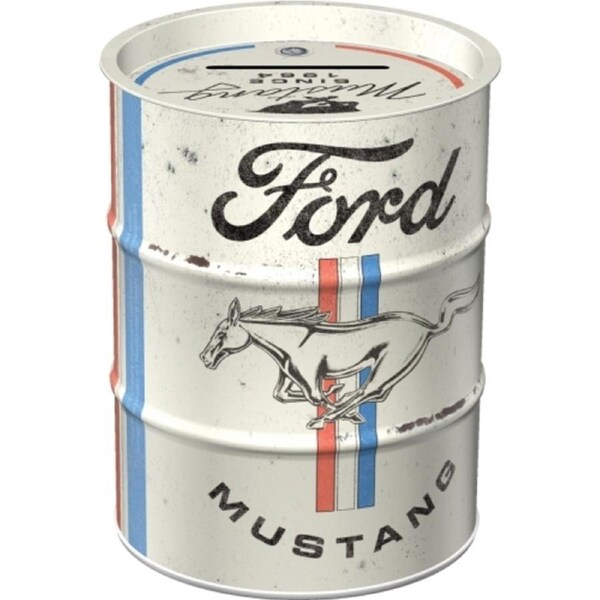 Nostalgic Art 11.5cm/600ml Round Money Box Oil Barrel Ford Mustang Coin Storage