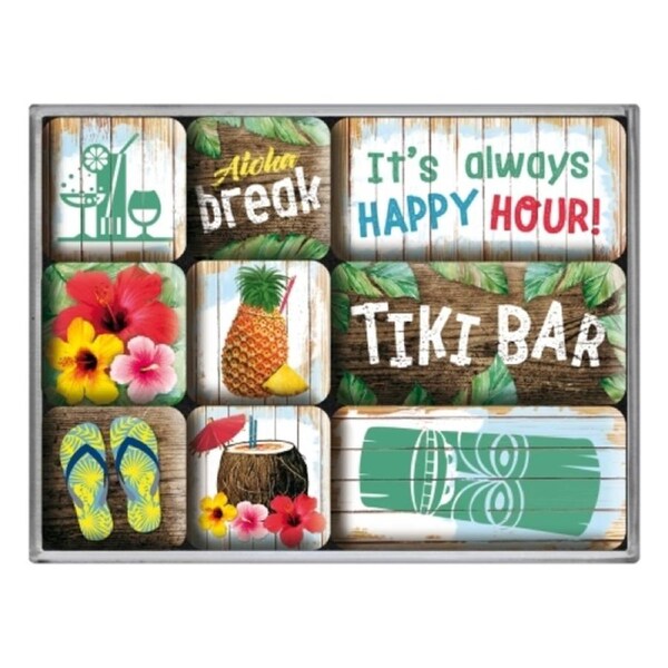 9pc Nostalgic Art Tiki Bar 2.2cm/4.5cm Magnet Set Kitchen/Home Fridge Decor