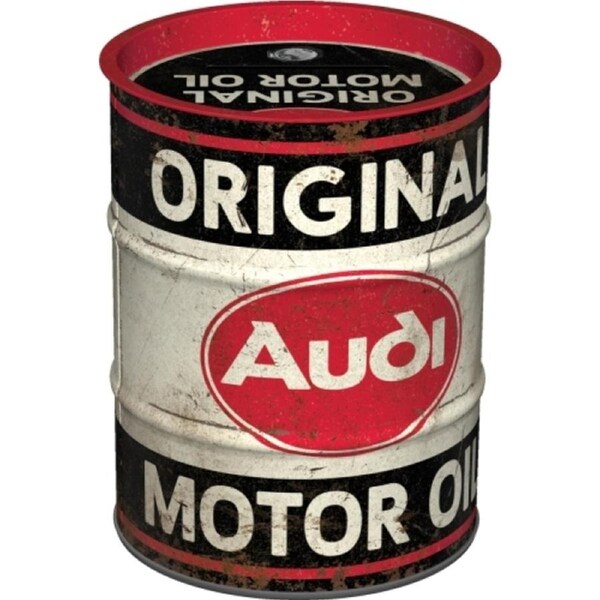 Nostalgic Art 11.5cm/600ml Round Money Coin Box Oil Barrel Audi Original Motor