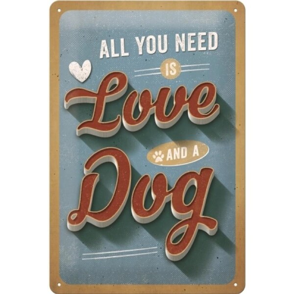 Nostalgic Art 20x30cm Medium Metal Wall Hanging Sign Love Dog Home/Office Decor