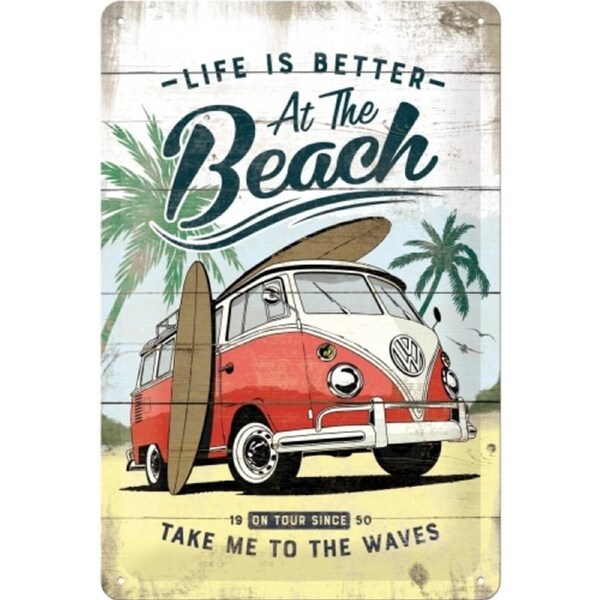 Nostalgic Art 20x30cm Medium Metal Wall Hanging Sign VW Bulli Beach Home Decor