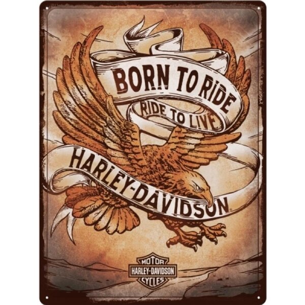 Nostalgic Art Harley Born To Ride Eagle 30x40cm Large Metal Sign Home Wall Decor