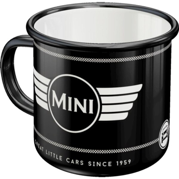 Nostalgic Art Mini Logo 360ml Enamel Mug Tea/Coffee Drink Cup&nbsp;w/ Handle Black
