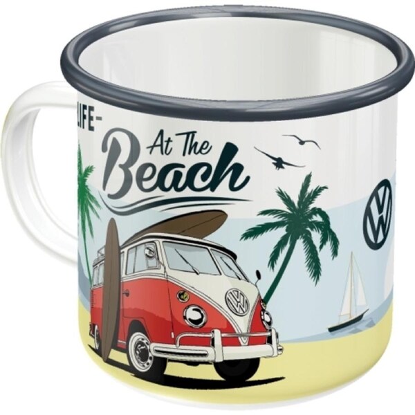 Nostalgic Art VW Bulli Beach 360ml Enamel Mug Tea/Coffee Drink Cup w/ Handle