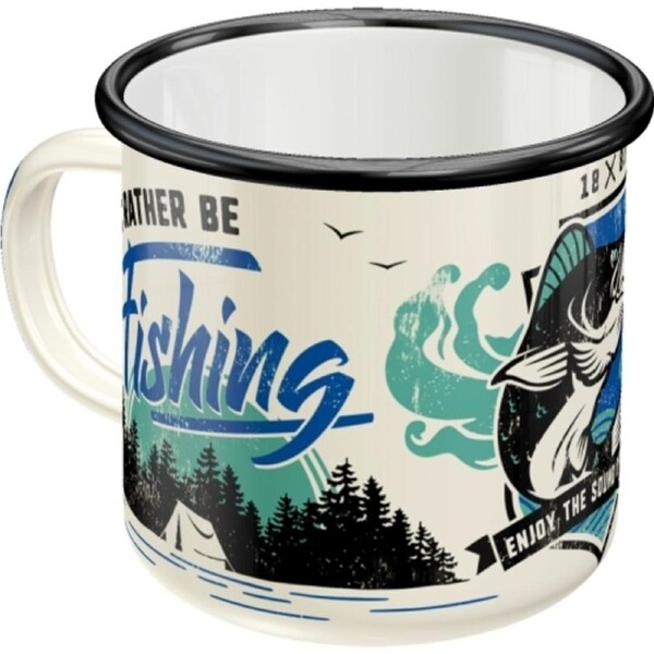 Nostalgic Art I'd Rather Be Fishing 360ml Enamel Mug Tea/Coffee/Water Drink Cup