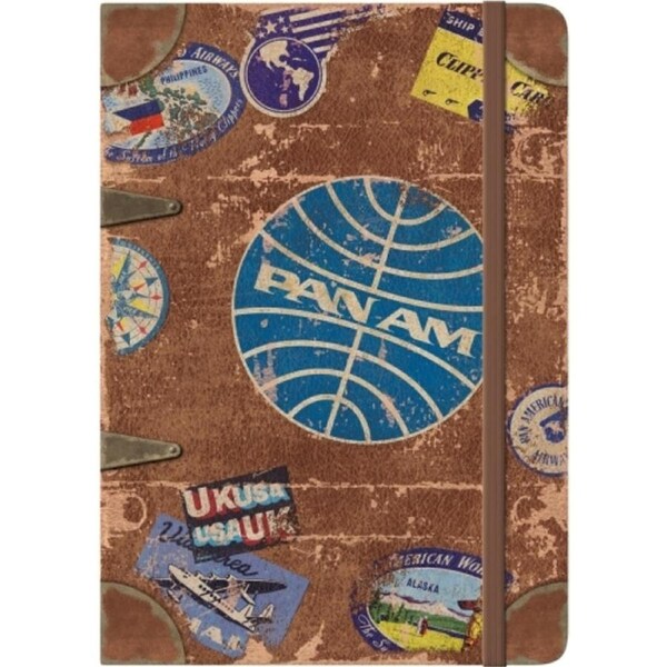Nostalgic Art Writing A5 Notebook Pan Am Travel Stickers Stationery w/Hard Cover