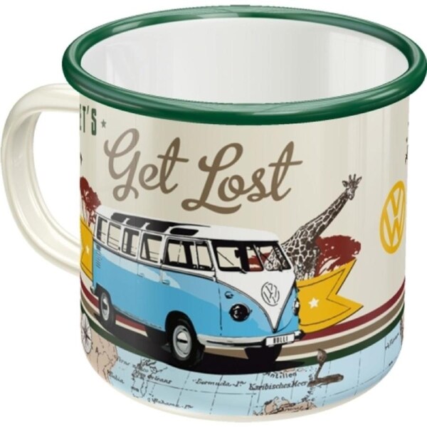 Nostalgic Art VW Bulli Let's Get Lost 360ml Enamel Mug Tea/Coffee Cup w/ Handle