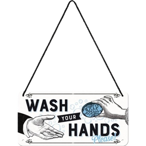 Nostalgic Art Metal 10x20cm Wall Hanging SignWash Your Hands Home/Office Decor