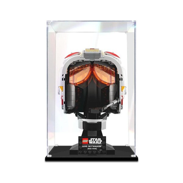 Acrylic Display Case for LEGO 75327 Star Wars Luke Skywalker Red Five Helmet Figure Storage Box Dust Proof Glue Free