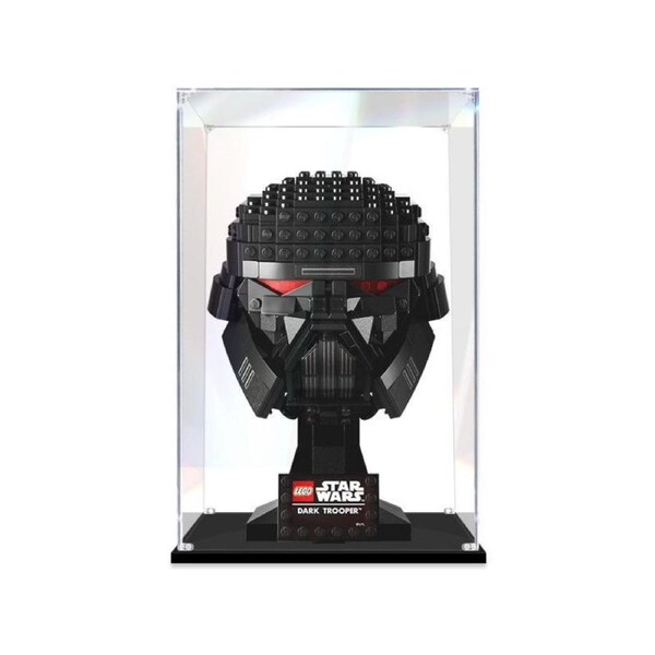 Acrylic Display Case for LEGO 75343 Star Wars Dark Trooper Helmet Figure Storage Box Dust Proof Glue Free