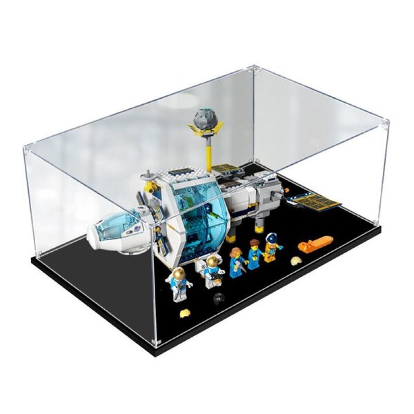 Acrylic Display Case for LEGO 60349 City Lunar Space Station Figure Storage Box Dust Proof Glue Free