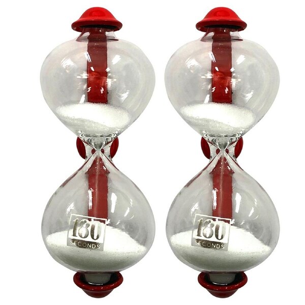 2x Dulton Magnetic 8.5cm Sandglass 3-Minute Metal Kitchen Timer Hourglass Red