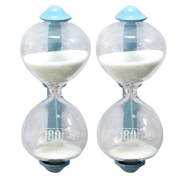 2x Dulton Magnetic 8.5cm Sandglass 3-Minute Kitchen Timer Hourglass Sax Blue