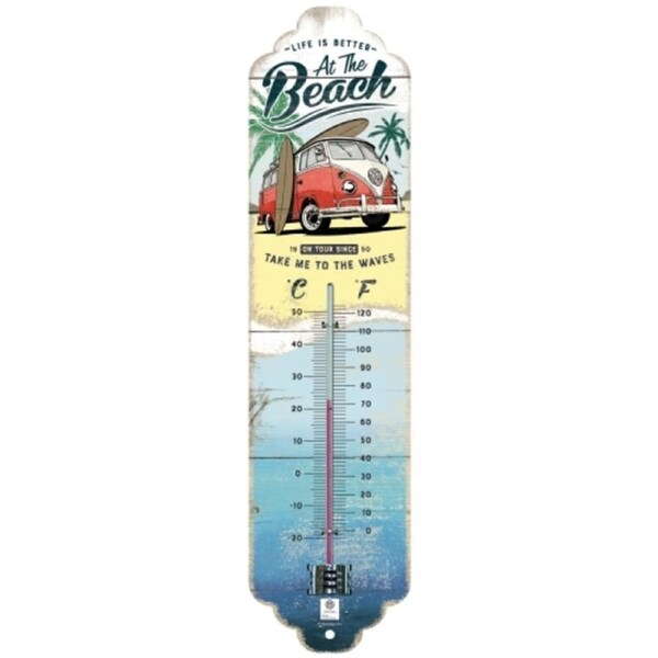 Nostalgic Art 28x6.5cm Wall Thermometer Room Temperature Metal VW Bulli Beach