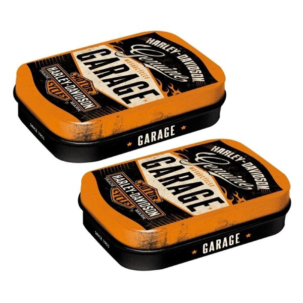 2x Nostalgic Art 6cm Metal Tin Mint Box Harley-Davidson Genuine Garage Candy