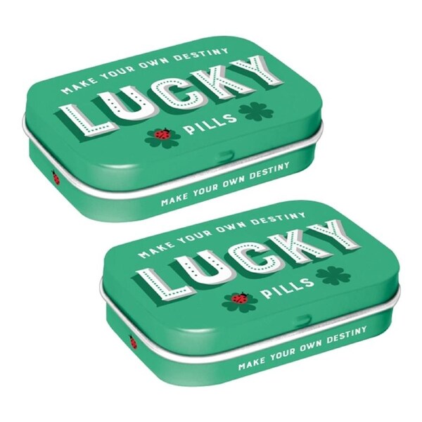 2x Nostalgic Art 6cm Metal Tin Mint Box Lucky Pills Fresh Breath Candy Mints