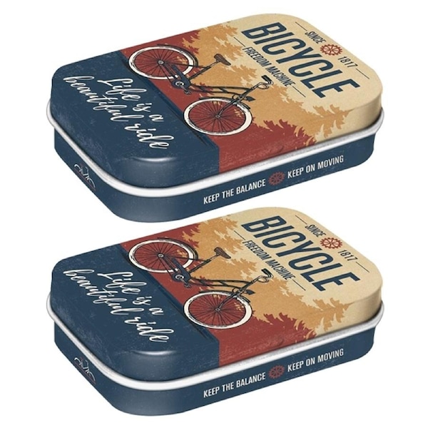 2x Nostalgic Art 6cm Metal Tin Mint Bicycle Beautiful Ride Fresh Breath Candy