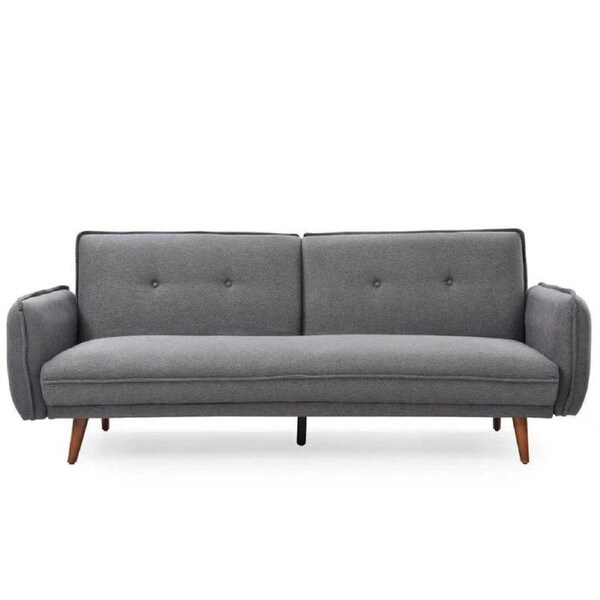 Design Square Designer Modern 3-Seater Fabric Lounge Couch Sofa Bed - Dark Grey