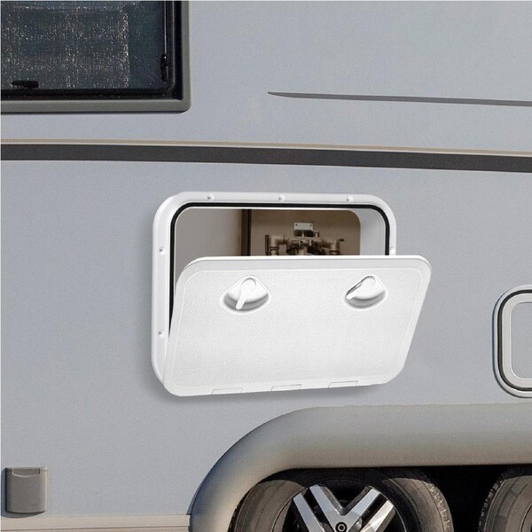 Manan Caravan Access Hatch 440x315mm Sealed Lockable White