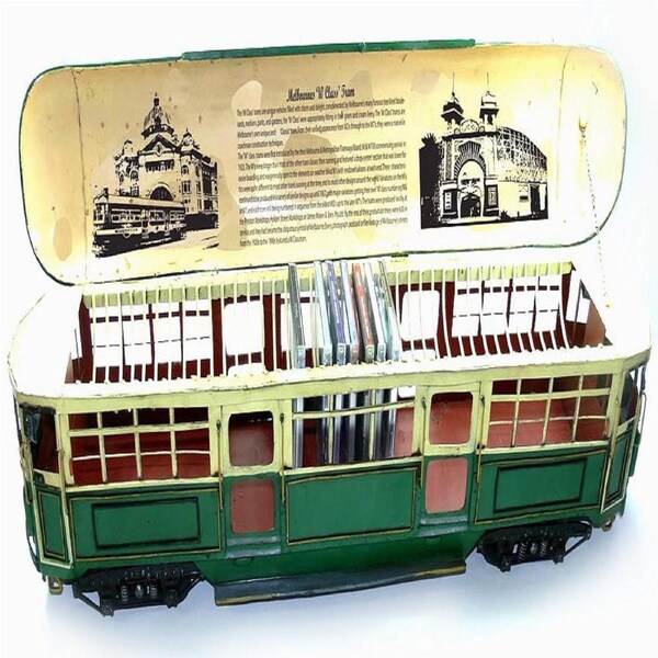 Boyle Melbourne W Class Tram 85cm CD Holder Storage Organiser Metal Tin Ornament