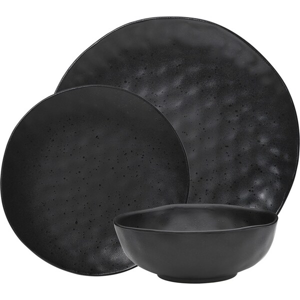 12pc Ecology Speckle Dinner Set Ebony Home Serving Plates/Side Plates/Bowls