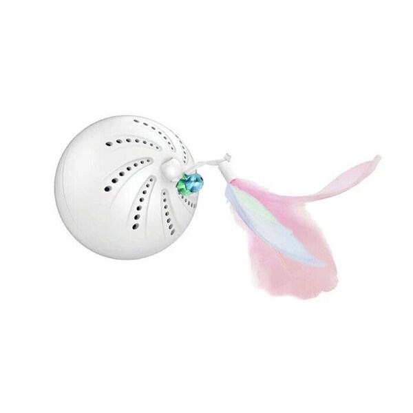 M-Pets Rolling Interactive Home Play Cat/Kitten Toy/Ball 8.2cm w/Feather/Bell