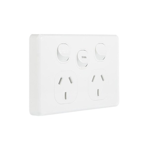NLS 30502FAN - Double Power Point 10Amp with FAN Switch - Classic Style