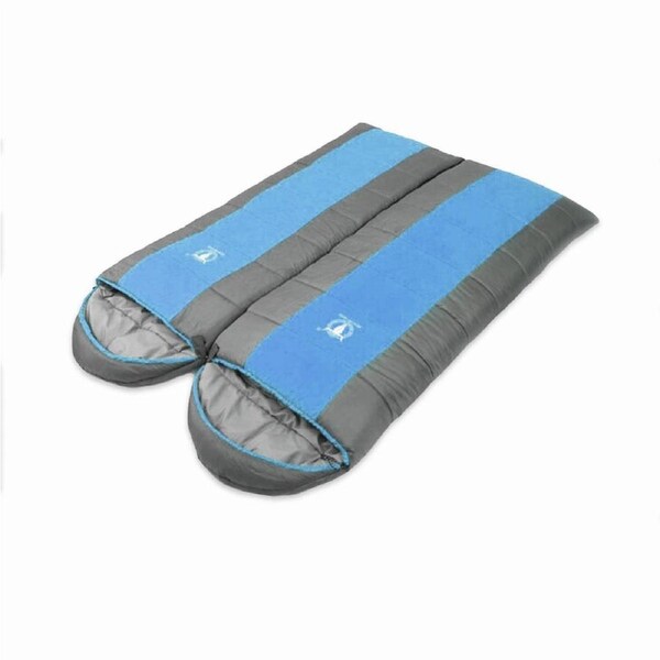 Double Camping Envelope Twin Sleeping Bag Thermal Tent Hiking Winter -15° C - blue