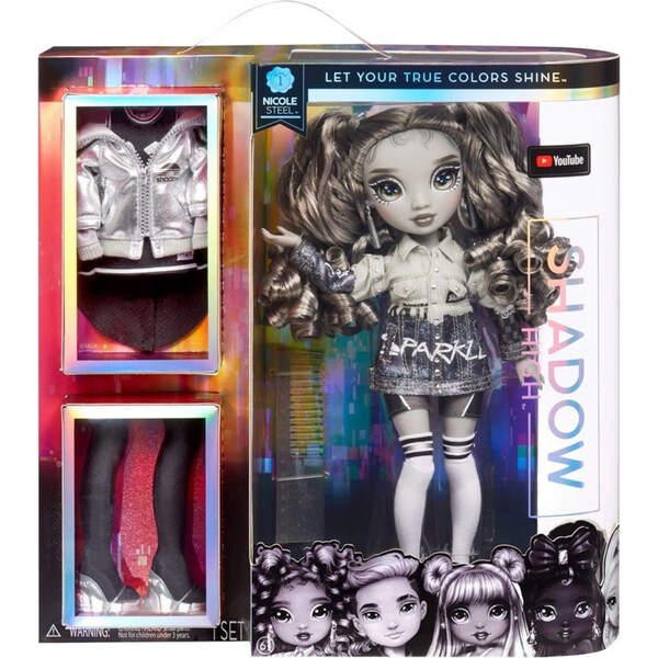 Rainbow High Shadow High Fashion Dolls - Nicole Steel Kids Toy w/Shoes/Jumper 6+