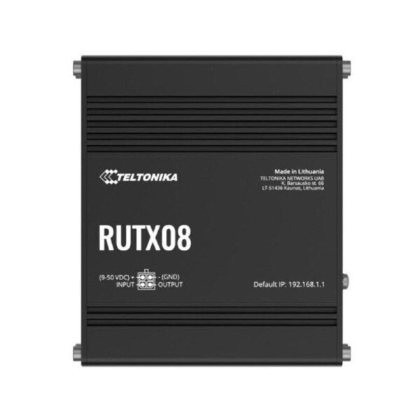 Teltonika RUTX08 Industrial Ethernet Router, Next Gen VPN Router for Professional Applications, Quad-Core CPU, 256 MB RAM, PSU included
