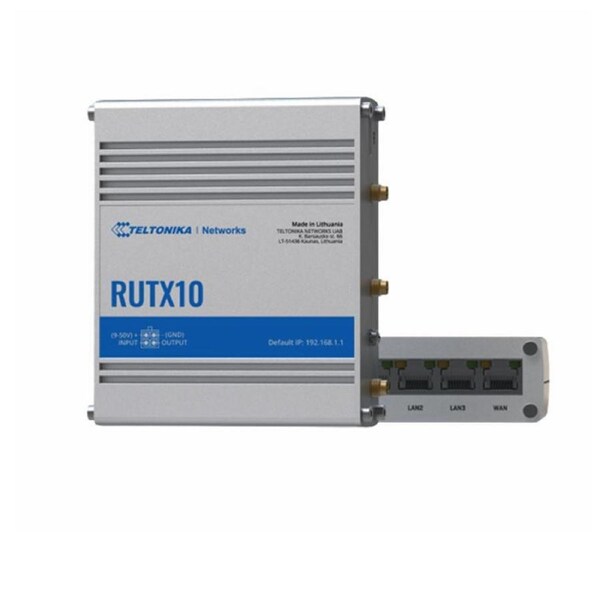Teltonika RUTX10 Professional Ethernet Router, Industrial Ethernet Router/VPN/Firewall (NO-LTE) with Dual Band WiFi 5 802.11ac, PSU included