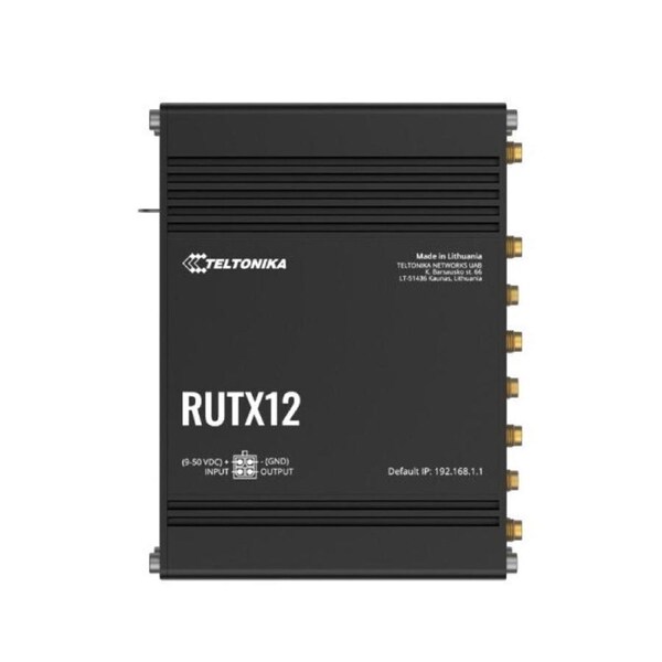 Teltonika RUTX12 - Industrial Dual Modem and Dual SIM CAT6 4G LTE Router/Firewall with Dual Band WiFi 5 802.11ac, GNSS/GPS and B