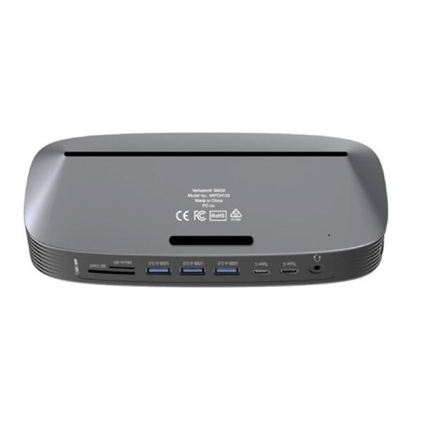 Verbatim 4K USB-C Triple Monitor Docking Station with 70W Power - 13-in-1, 2x HDMI, 1x VGA, Up to 3840x2160p, 3x USB 3.0, 1x RJ45,1x 3.5mm