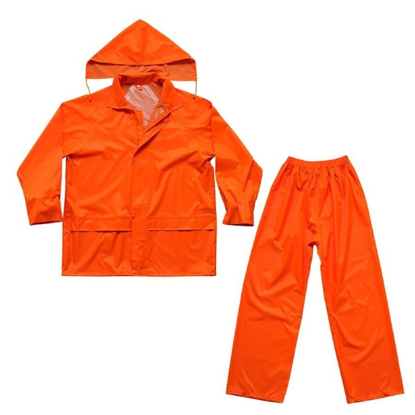 Inkmasters Orange Rainwear Set PVC/Polyester For Outdoor Activities/General Industry/Forestry/Mining/Agriculture - EXTRA LARGE
