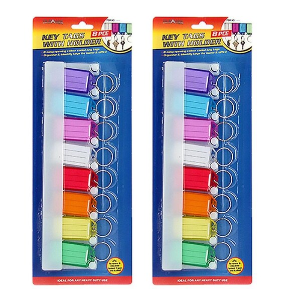 Ozoffer 2 Sets Quality Plastic Key Tag With Holder Tags Ring Screws & Adhesive Included