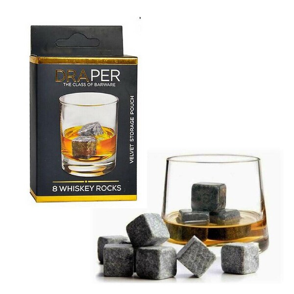 8PCS Granite Cooler Cubes Reusable Whiskey Ice Stones Scotch Whisky Rocks Glass