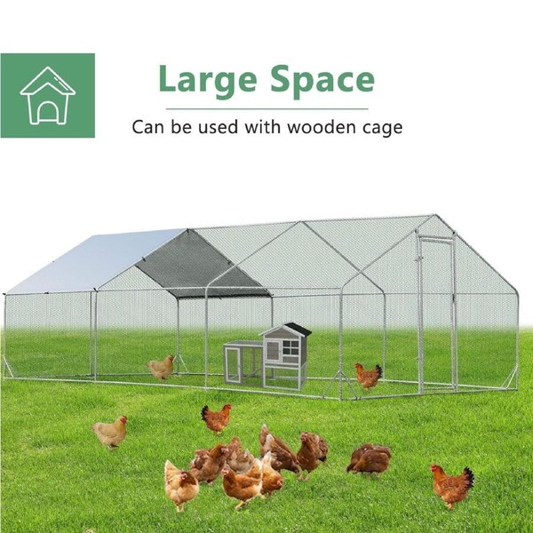 Costway Chicken Coop 6x3x1.95m Extra Large Walk-in Cage Run Rabbit Hutch Outdoor Bunny Hen House Ferret Pet Enclosure Galvanized Steel