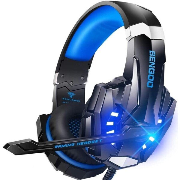 BENGOO G9000 Stereo Gaming Headset for PS4 PC Xbox One PS5 Controller, Noise Cancelling Over Ear Headphones with Mic, LED Light, Bass Surround, Soft M