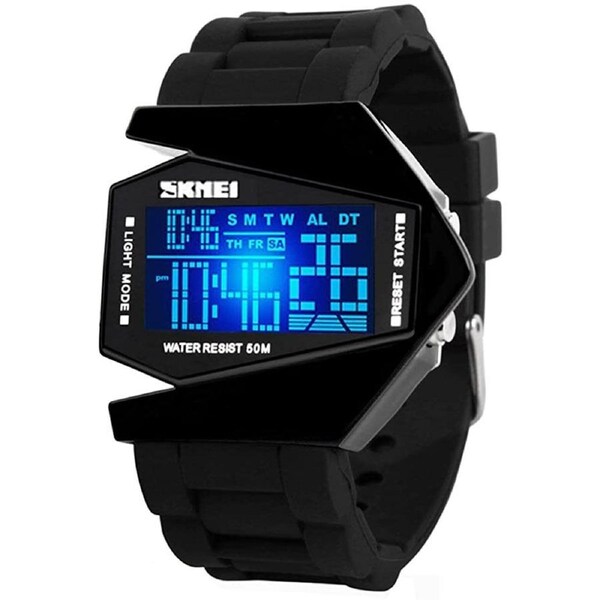 Gosasa Men Sports Military Watches Digital Airplane Shaped LED Colorful Light Watches