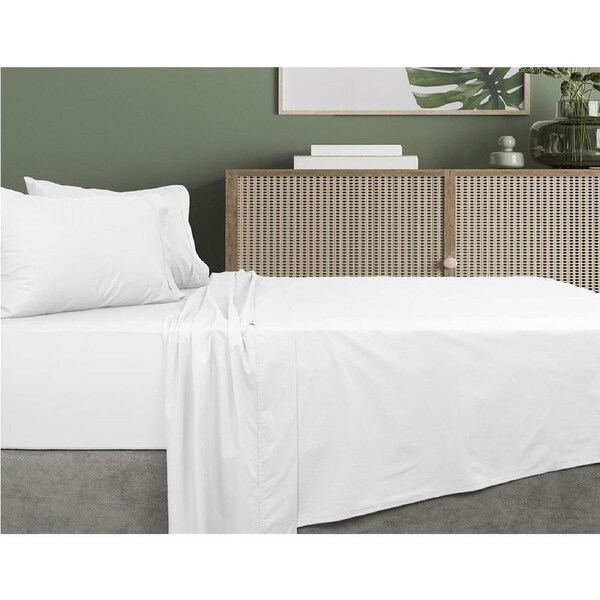 Algodon King Bed Fitted Sheet Set w/ Pillowcases 500TC Organic Cotton White