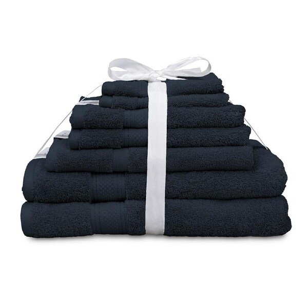 7pc Algodon St Regis Collection Bath/Hand Towel Set w/ Face Washer Cotton Navy