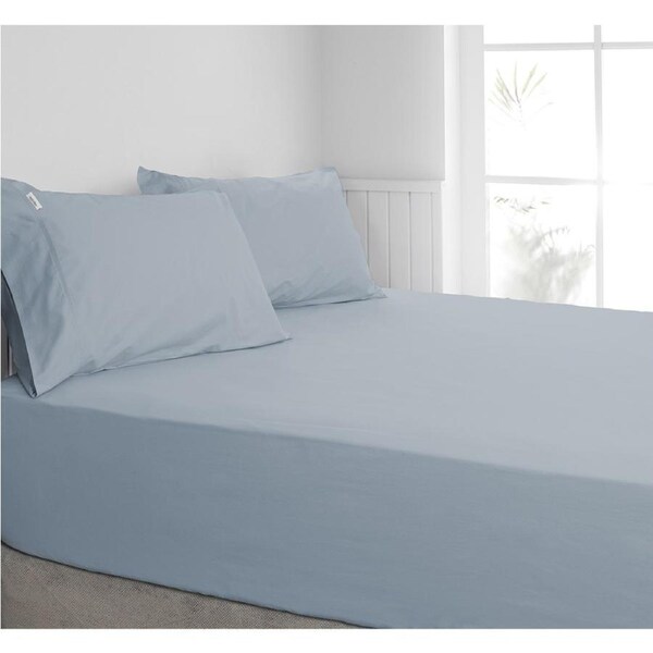 Algodon Single Bed Combo Fitted Sheet Set w/ Pillowcase 300TC Cotton Faded Denim