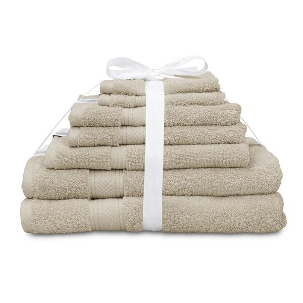 7pc Algodon St Regis Collection Bath/Hand Towel Set w/ Face Washer Cotton Stone