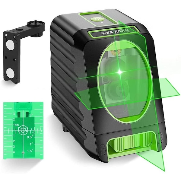 Huepar Self-leveling Laser Level - Box-1G 150ft/45m Outdoor Green Cross Line Laser Level with Vertical Beam Spread Covers of 150°, Selectable Laser Li