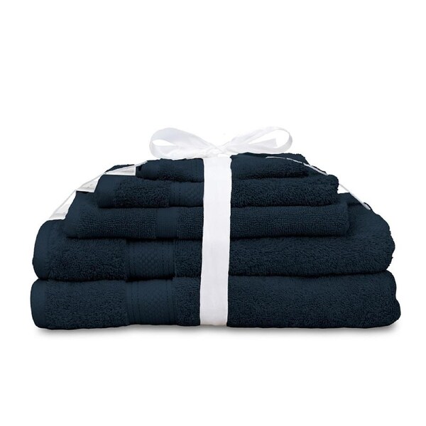5pc Algodon St Regis Collection Bath/Hand Towel Set w/ Face Washer Cotton Navy