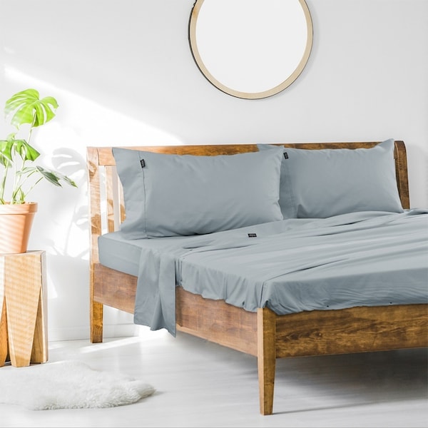 Ardor King Single Bed Fitted Sheet Set w/ Pillowcase 1000TC Cotton Rich Blue