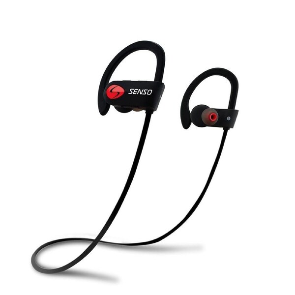 SENSO Bluetooth Headphones, Best Wireless Sports Earphones w/ Mic IPX7 Waterproof HD Stereo Sweatproof Earbuds for Gym Running