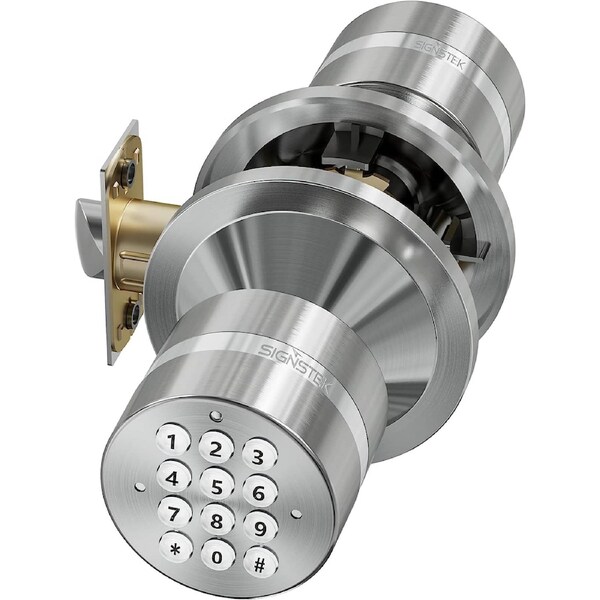 Signstek Electronic Keypad Door Knob Lock with Encryption Function, Satin Nickel