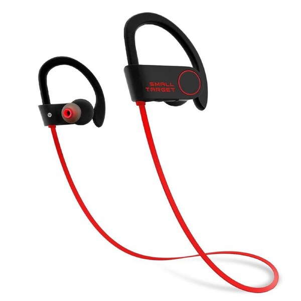 Small Target Bluetooth Headphones, Best Wireless Sport Earphones w/Mic IPX7 Waterproof Stable Fit in Ear Earbuds Noise Isolating Stereo Headset 9-Hour