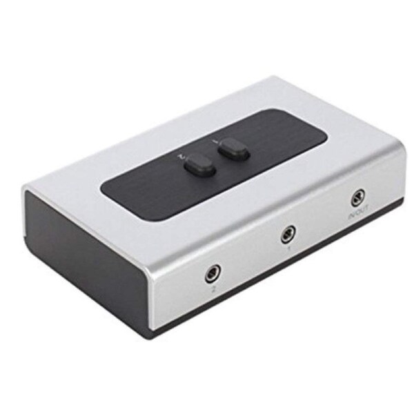 STEREO 2 PORT 3.5mm Manual Switch Box AUX Audio Speaker selector(Wall Mount Hole Built-in, wall or table available)